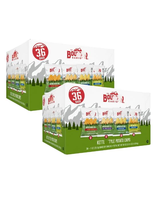 Kettle Style Papas fritas, paquete variado, 1 onza, 36 unidades (paquete de 2)