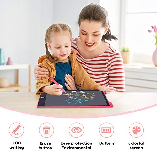 Lcd Writing Tablet Drawing Board 12 Inch Colorful Girls Toys Christmas Birthday Gift For 3 4 5 6 7 Year Old Girls Erasable Drawing Tablet Doodle Board Toddler Learning Toys For Girls Age 3+ (Pink) #TOP1