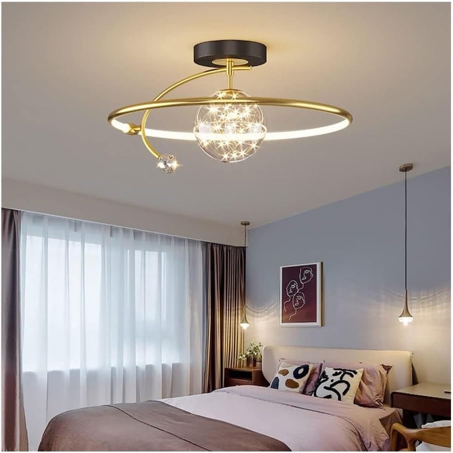 Plafonnier semi-encastré LED dimmable noir et doré chic