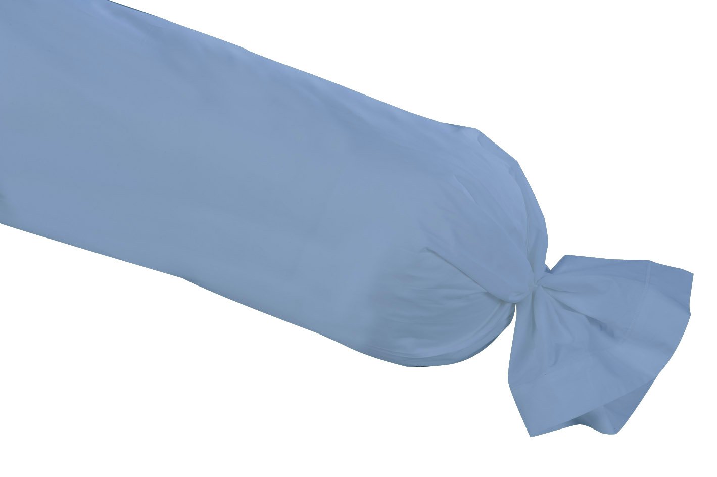Taie traversin 57 fils en coton bleu 180x45 cm avec volant plat 331116