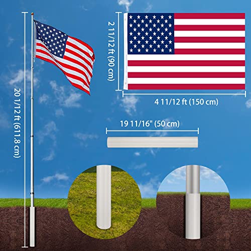 Yeshom FBA_22FLP001-20-F1-N Yescom 20Ft Telescopic Flag Pole Kit thumb #2