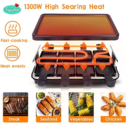Fajiabao Electric Raclette Table Grill Indoor Smokeless 2 In 1 Korean Bbq Family Birthday Party With Grill Pans Wooden Spatula Non-Stick Grill Plate Cooking Cheese Easter Gifts Barbecue Machine #TOP3