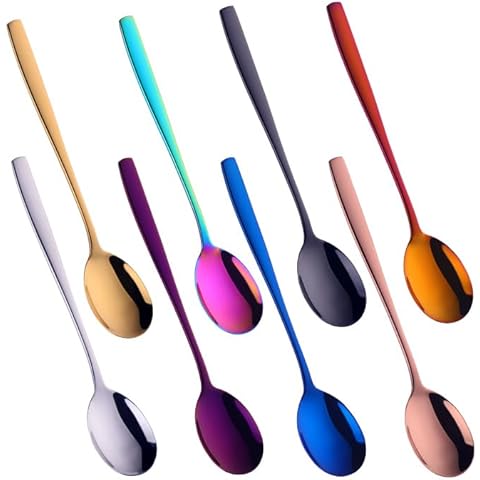BOOTLION 8-Inch Stainless Steel Soup Spoons Set Cover