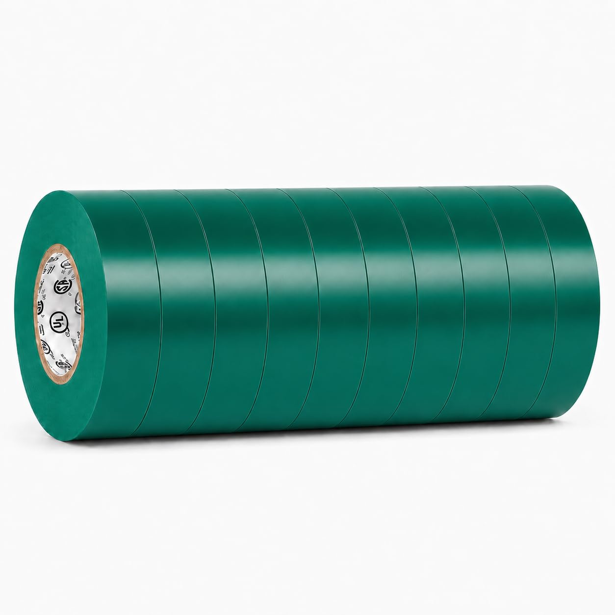 GGR Supplies EL-766AW Green General Purpose Electrical Tape, 1 Inch x 66 Feet, 7 Mil PVC, UL/CSA Listed Core, 600V Flame-Retardant Insulation for Wire Splicing, Bundling &amp; Color Coding, Pack of 10