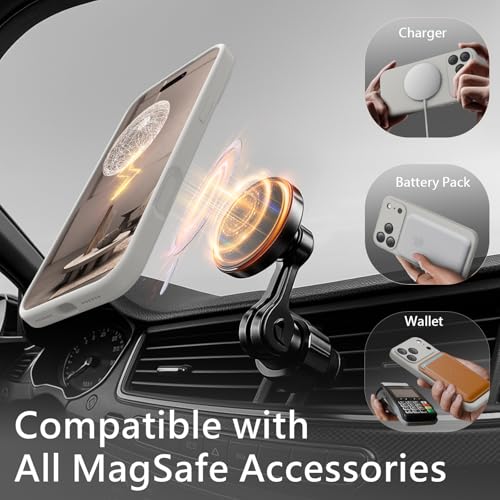 Image of FireNova Magnetic for iPhone 17 Pro Case, Compatible with MagSafe, [Integrated Silicone Camera Control Button] [Camera Protection] Anti-Scratch Microfiber Lining Phone Case, 6.3 inch, Natural Titanium