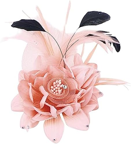 Elegante broche de flores para mujer, con plumas, bodas, fiestas, bailes, banquetes, tocados, horquillas para el cabello, sombrero, solapa, chal,