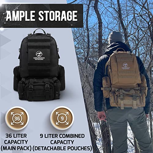 Endurance Outdoors Heavy Duty Tactical Backpack, Molle Design, Edc Bugout Bag For Camping, Hiking, Hunting, Army Style Go Bag #TOP5
