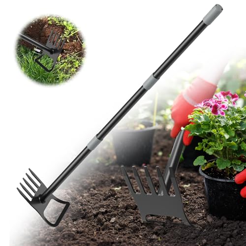 Garden Hoe 2-in-1 Garden Hoe 60 Adjustable Handle Sharp Blade Efficient Weeding & Tilling Tool for Gardening
