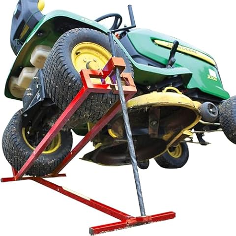 VOUNOT Ride on Lawn Mower Lift Jack, Telescopic Maintenance Jack for Lawn mowers and Garden Tractors, Weight Capacity 880 Lbs, Red Cover