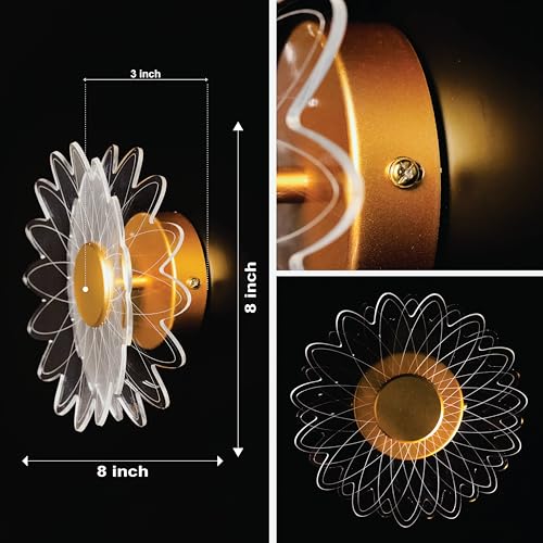 Image of Spiral Gride Glow 3-in-1 LED Wall Light | (Glowing Circular 3-in-1 LED Wall Light, Pack 1) (Artistic Petal Design, Pack of 2)