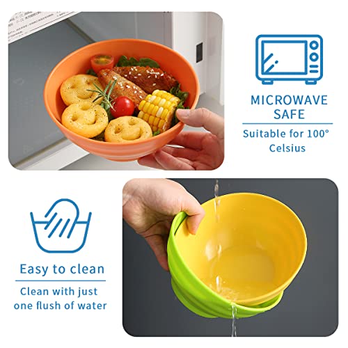 Evanda Plastic Bowls Set Of 8 Pieces, 2 Sizes 17/34Oz Unbreakable Reusable Light Weight Bowl For Cereal, Noodle, Soup, Pasta, Ramen, Popcorn, Fruit, Salad And All Purpose #TOP7