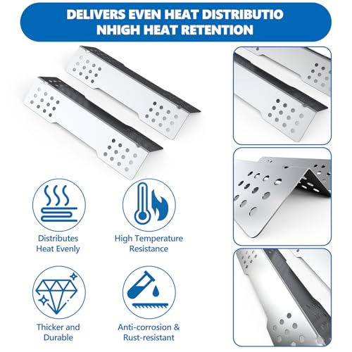 Image of SafBbcue Heat Plates and Grates for Monument Tabletop 2-Burner Propane Gas Grill, Grill Replacement Parts for Monument Table Top Gas Outdoor Grill 13742 and G22 Portable Grill, Stainless Steel