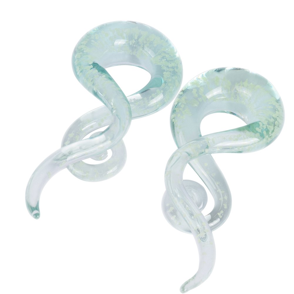 Oyaface 2 PC Glass Ear Tapers Plugs 4G-14mm Teardrop Spiral Gauges Piercing Jewerlry Set