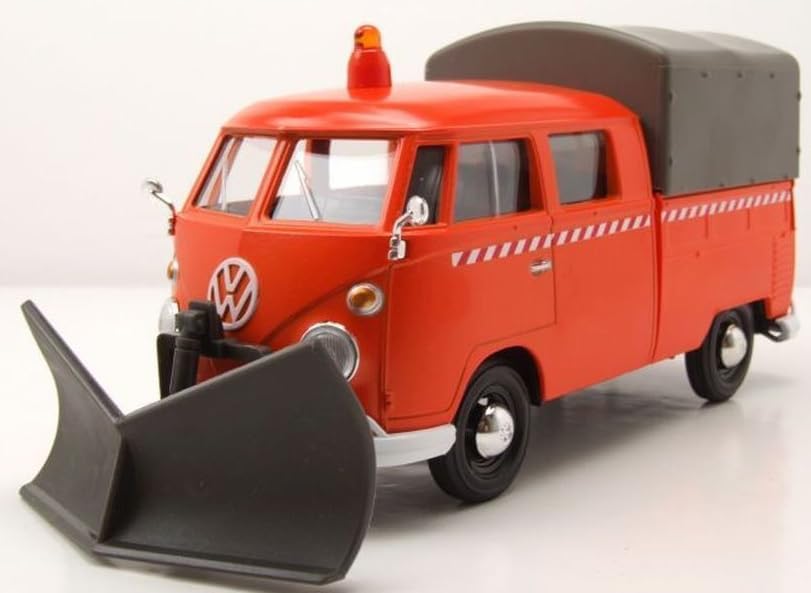 Miniatura 2 de Motormax Volkswagen Tipo 2 (T1) Camión naranja con quitanieves y carcasa de cámper 124 fundido a troquel modelo de coche