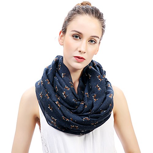 Lina & Lily Beagle Dog Print Women's Infinity Scarf Lightweight