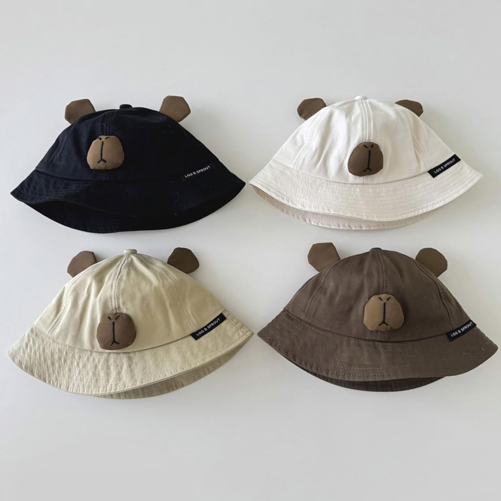 Cotton Kids Fisherman Hat with Big Brim for Sun Protections, Comfortable and Breathable Infant Baby Bucket Caps Coffee