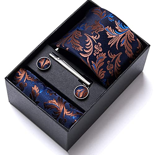 Set de corbata de seda para hombre con pañuelo y accesorios
