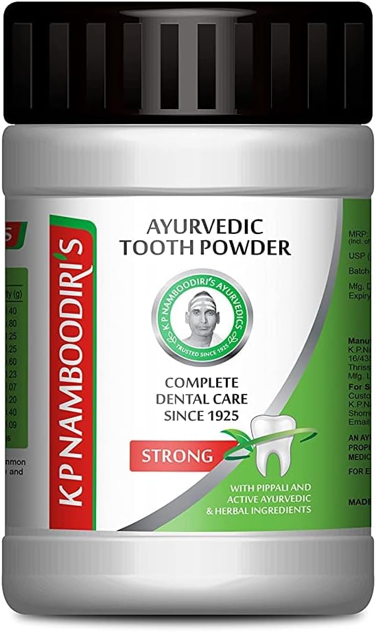 K.P. NAMBOODIRI S Tooth Powder-Strong - 80 Gram (Ayurvedic Oral Care Toothpowder 4 Pack)