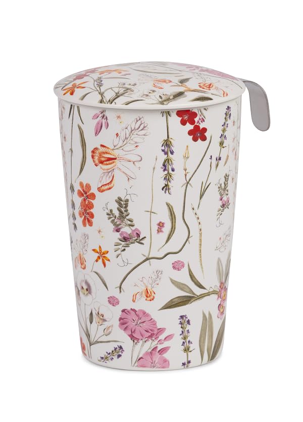 Eigenart Teaeve Mira - Taza de té (350 ml, porcelana de doble pared con colador de acero inoxidable y tapa, aislante, 9,5 x 15,5 cm)