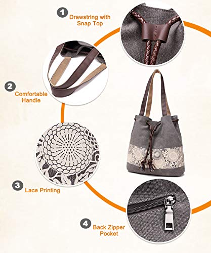 Women Printing Canvas Shoulder Bag Casual Handbags Purse Retro Tote3