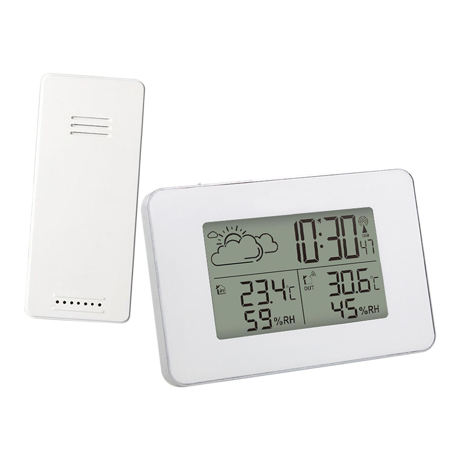 Fenteer Wetterstation für den Innen- und Außenbereich, Hygrometer, Thermometer für Büro und Wohnzimmer, Weiß