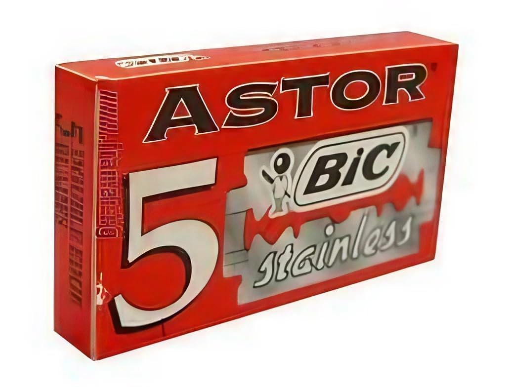 100 BIC ASTOR Platinum Stainless Steel Double Edge Safety Razor Blades with Chromium Polymer Coated Edges for a Close Shave