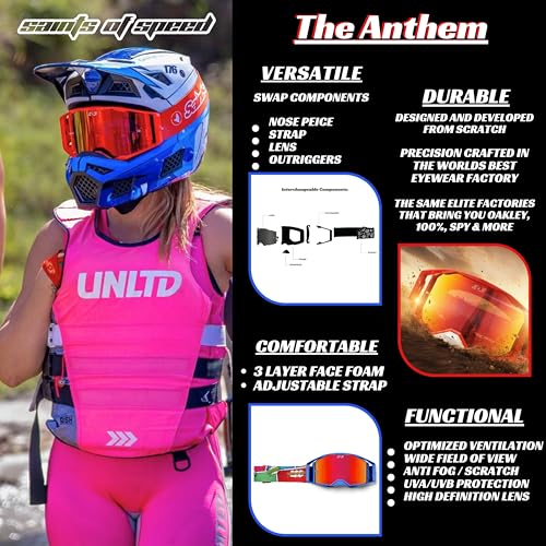 Image of Saints of Speed Anthem Dirt Bike Goggles - Motorcycle Goggles for Motocross, MX, MTB, SXS, Fog & Scratch-Defying, UV Defense