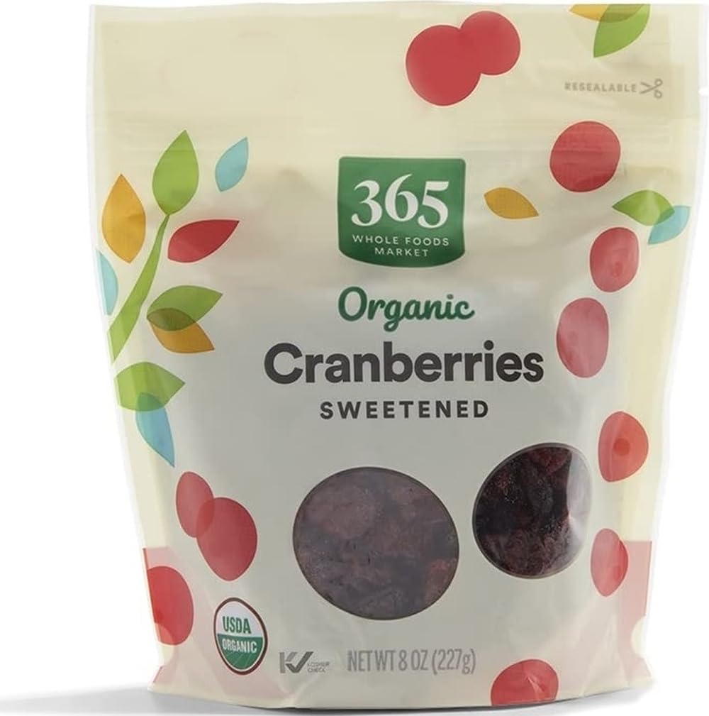 365 by Whole Foods Market, Organic Dried Sweetened Cranberries, 8 Ounce