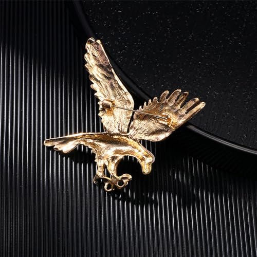 Image of Shiny Eagle Bird Brooch Pin for Women Men Gold Plated Fashion Enamel Flying Animal Brooches Lapel Pins Dainty Hat Bag Suit Dress Accessories Birthday Holiday Festival Jewelry Gift