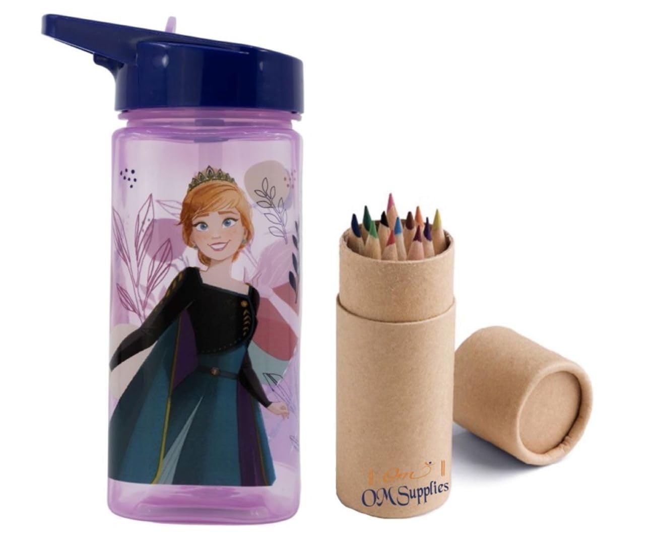 Frozen Reusable Square Water Bottle Drink Bottle with built-in handle for Easy Carry School Lunch Kids Childrens 510ml BPA free Plastic (Frozen)