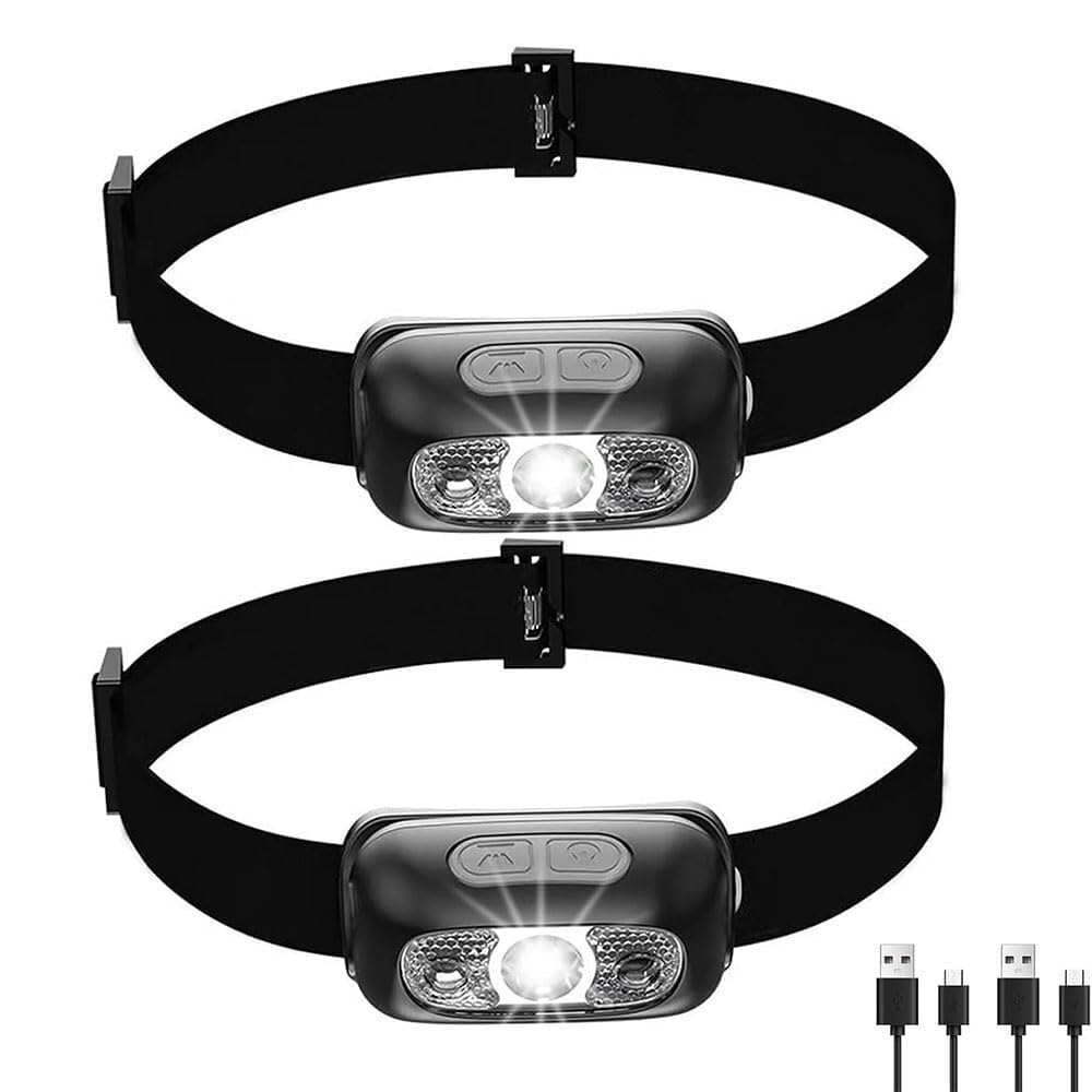 QFGVMXBWKZH Headlamp LED Sensor USB Rechargeable Head Flashlight Outdoor Camping Fishing Emergency Lantern(2pcs)