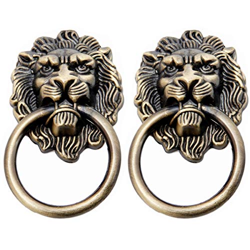 Preisvergleich Produktbild Creatwls Möbelknopf Möbelgriff Möbelgriffe Möbelknöpfe Griff Knopf Ring Antik Löwe Schrankgriff Ziehgriff - 2pcs