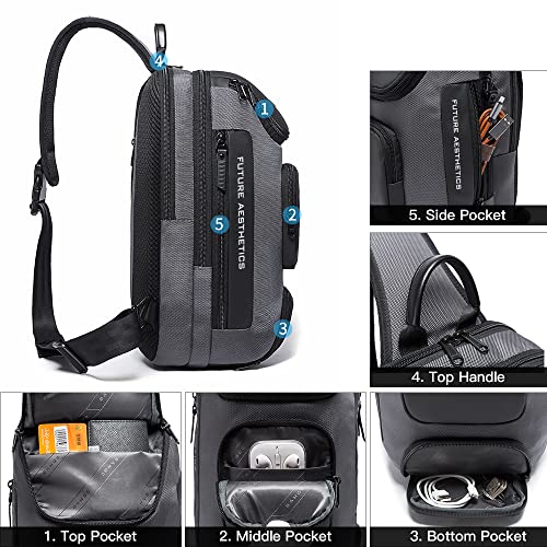 Image of BANGE Sling Bag, Waterproof Shoulder Bag for Men, Casual Sports Sling Bag, Every Day Bag for Men
