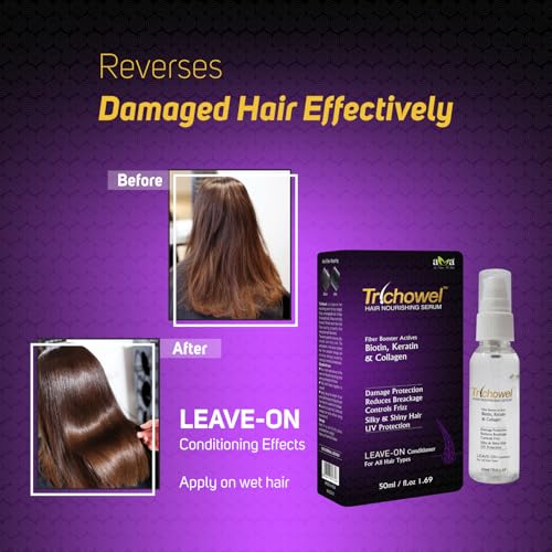 Image of Vegetal Trichowel Hair Nourishing Serum 50ml, Strengthens Repair Nourishes for All Hair Types UV Protection