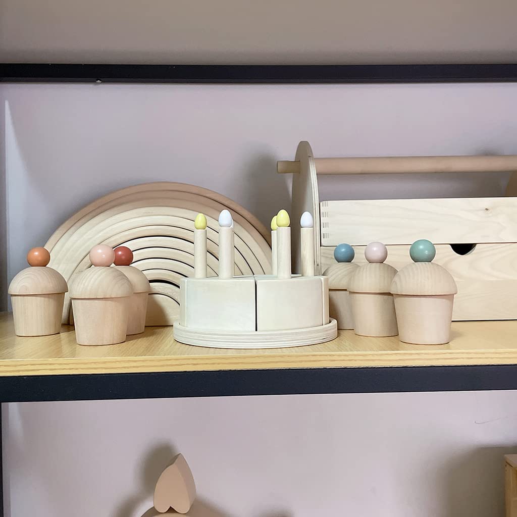 Kinder Gehirntraining, Holz Kuchentisch für Spielspielzeug, multifunktionales Indoor Spielzubehör, tragbares Lernspielzeug, Baustein Kuchen