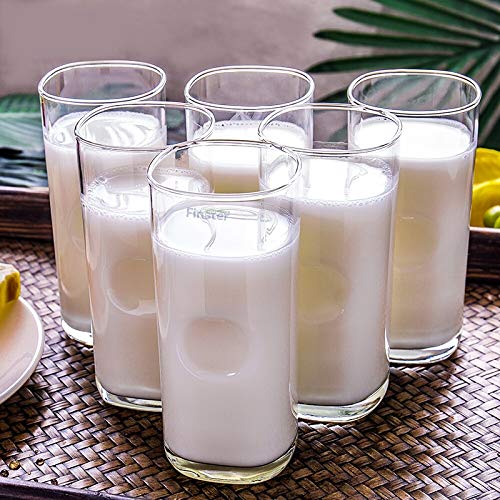Image of FINSTER Crystal Cut Water /Milk Glasses Set of 4-300 ml Transparent Long Glass Highball Glasses | Juice Plaza Tumbler