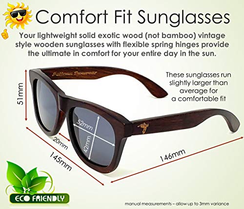 Image of Wood Sunglasses | Polarized | Vintage Wooden Frame | 100% UVA /UVB Protection | Bamboo Case | Men Women