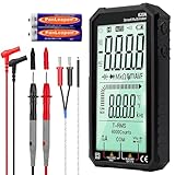 【Genaue und breite Anwendungen】 Der Multimeter-Tester verfügt über eine automatische Bereichswahl von TRMS 6000 für eine hochgenaue Messung von AC / DC-Spannung und -Strom, Widerstand, Durchgang, Frequenz, Kapazität, Diode und Temperatur usw. Es ist ideal für die Diagnose von Automobilen, Industrie- und Haushaltselektrik.