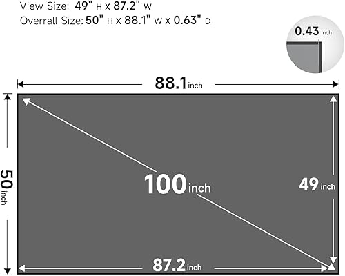 Miniatura 6 de IN&VI Pantalla de proyector, 1.3 ganancia 178 ángulo de visión ALR Pantalla de proyección de marco fijo Edge Free 48K HDR y Active 3D Antiarrugas