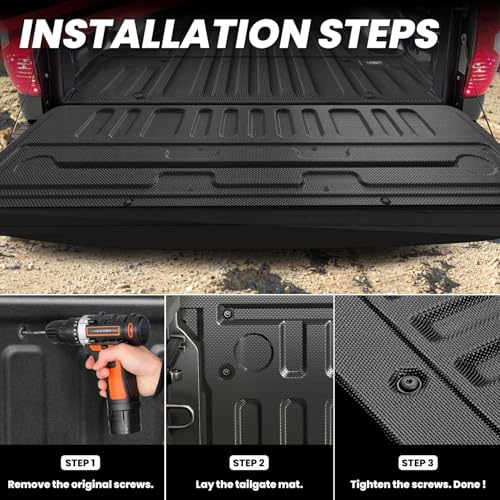 Image of LASFIT Tailgate Mat for Toyota Tundra 2007-2021 (Not Fit Drop-in Liners) | All Weather Custom Fit Easy Clean TPE Truck Tailgate Protector Liner Accessories, Truck Tailgate Mat, Black