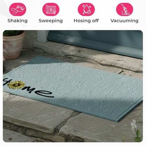 Image of HOKIPO PP Main Door Entrance Mat for Home, Non-Slip Rubber Backing Entry Door Mat, Large 45x75 cm, Sunflora -Light Grey (IN-1066-LGRY)