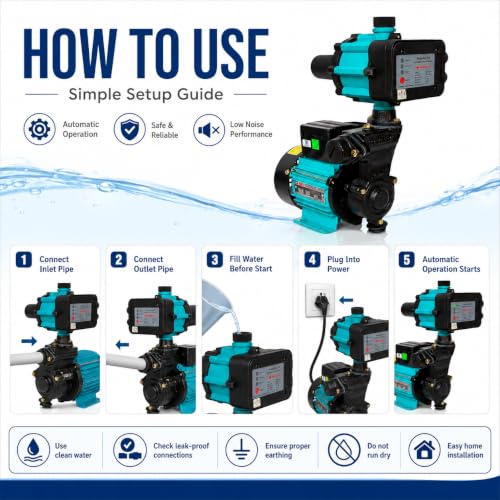 Image of Havells 0.5hp Pressure Booster Pump for Home Upto 2-3 Bathroom and Kitchen I 0.5hp with Automatic Pump Controller IWater Pump 0.5hp I 12 Months Warranty