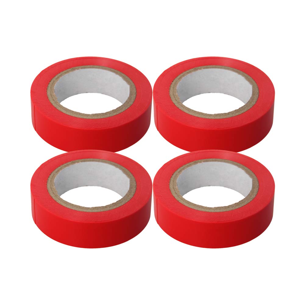 Fielect Insulating Tape,PVC Electrical Tape, Single Sided,0.63" Width, 39ft Long,Red JR-304 4Pcs