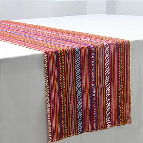 YZEO 14 x 108 inch 2 PCS Mexican Table Runner Party Dining Decorations Striped Cotton Serape Blanket Outdoor Picnics Table Runner Cover