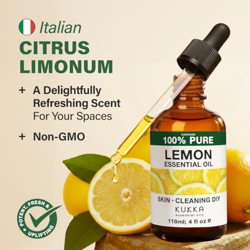 Image of 100% Pure Lemon Oil - 4 Fl Oz Lemon Essential Oil for Hair, Skin, Diffuser, Aromatherapy & DIY Soap Making Scent