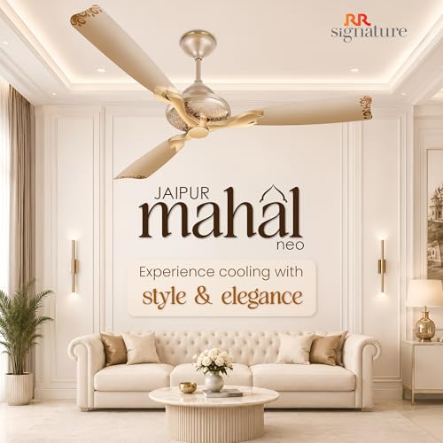 Image of RR Signature Jaipur Mahal NEO 1240 MM | Royal Design Ceiling Fan for Home and Office | High Speed 320 RPM | Thar Gold, 3 Year Warranty & Free Installation