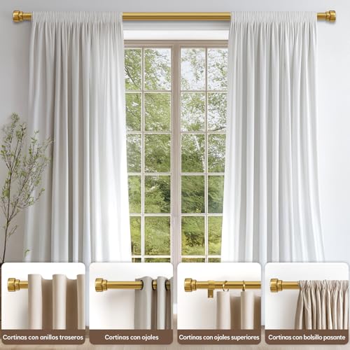 Tringle à rideau dorée extensible sans découpe pour pose simple