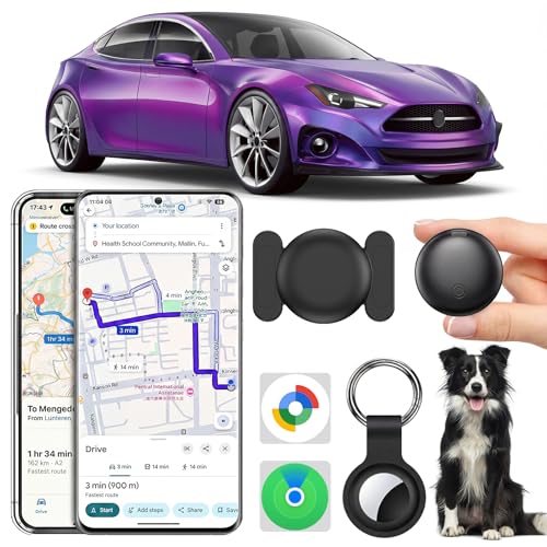 GPS Tracker Auto, Magnetischer GPS Tracker ohne ABO für Android und iOS, Air Tracker Smart Tag IP67 Wasserdicht Versteckter GPS Tracker für Autos/Fahrräder/Motorräder (schwarz)