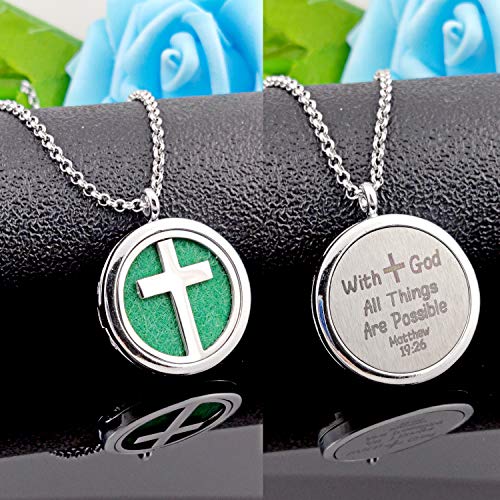 Essential Oil Necklace Diffuser Family Tree of Life Necklace Pendant Aromatherapy Locket (Cross Diffuser Necklace) - Image 6