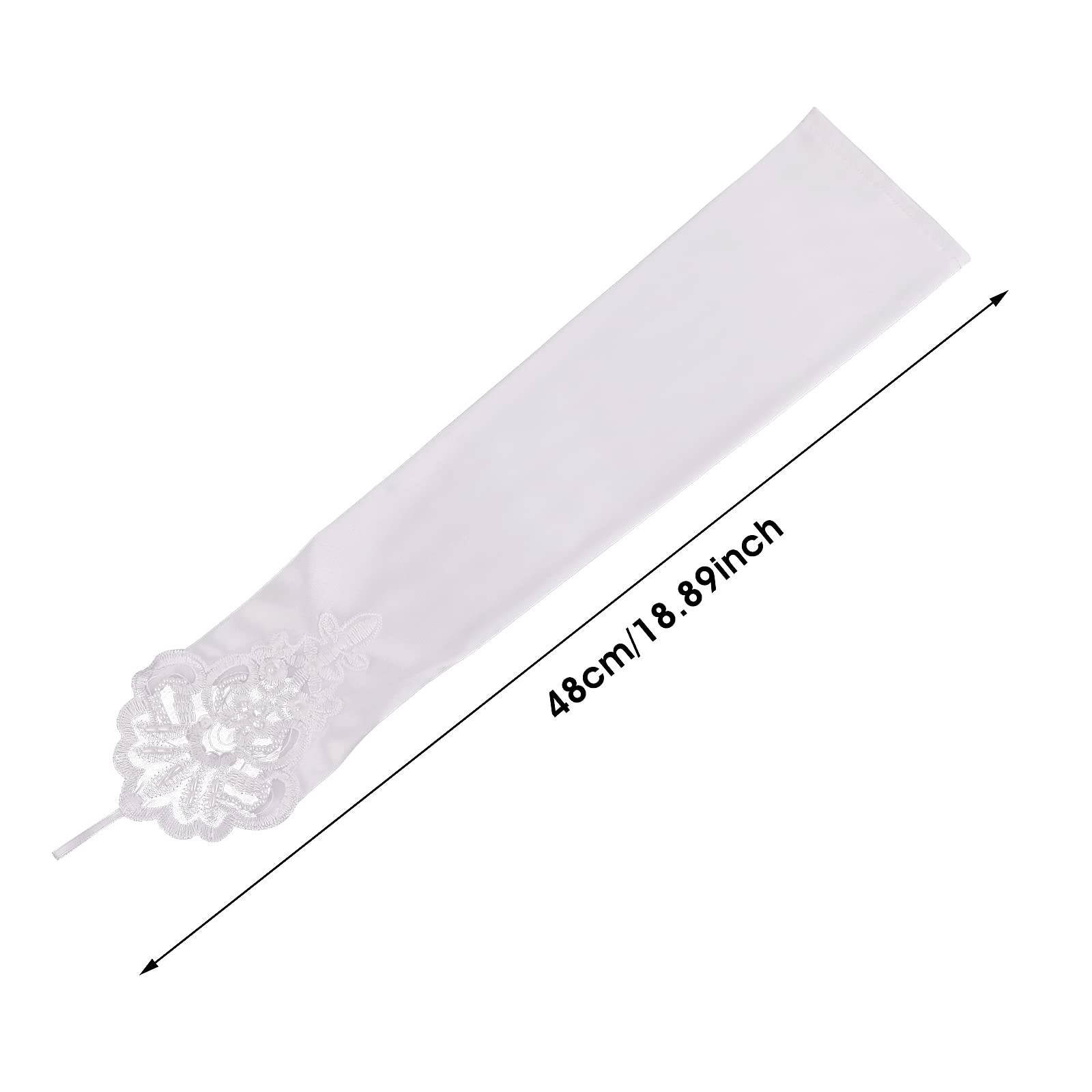 Damskie długie koronkowe rękawiczki operowe satynowe rękawiczki ślubne fantazyjne rękawiczki do sukienki na Boże Narodzenie Halloween, biały, 48cm/18.89inch